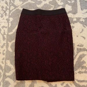 LOFT Ann Taylor violet and black lacy skirt